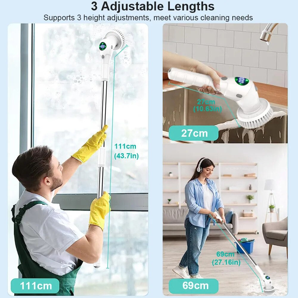 Electric Cleaning Brush 8 in 1 Multifunctional Household Wireless Rotatable Cleaning Brush for Bathroom Kitchen Windows Toilet