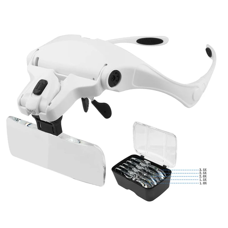 Magnifying Glasses Reading Illuminated Magnifier 1.0X 1.5X 2.0X 2.5X 3.5X 2 Lights Adjustable Head Illuminated Loupe Magnifier